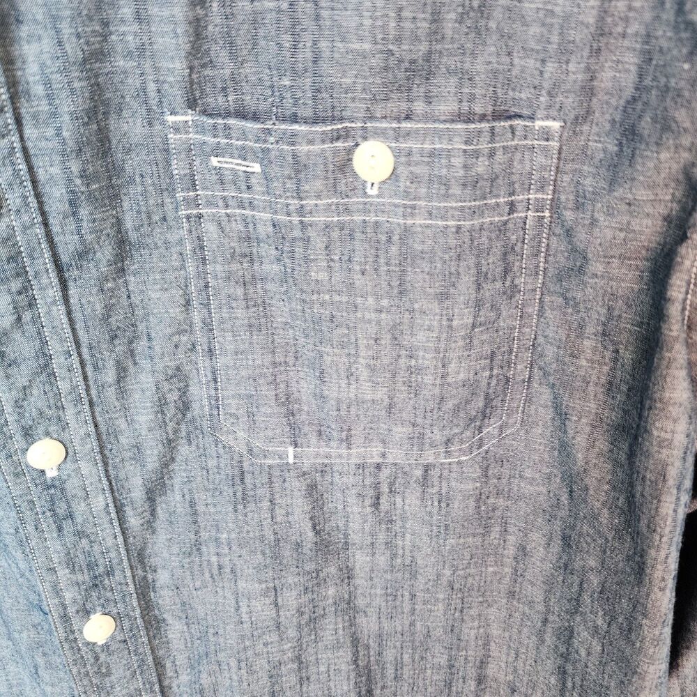 Dubinik XL Customized Version Denim Chambray Shirt Blue Long Sleeve Cotton Panda - Picture 6 of 16